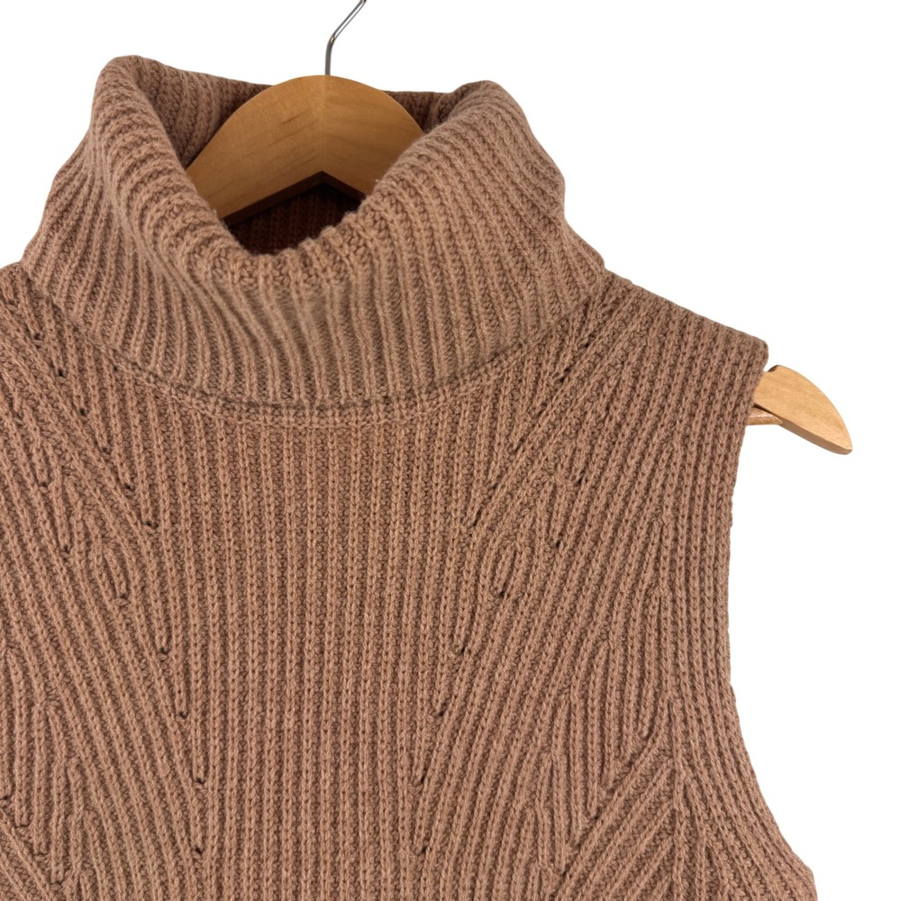 Madewell Sweater Vest Women XS Brown Merino Wool Turtleneck Ribbed E6034